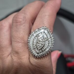 Sterling Silver Size 8 Ring. Almost 3k diamonds.